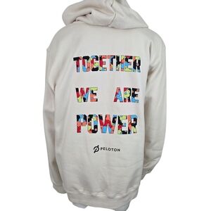 Peloton Heavyweight Hoodie Sweatshirt NEW Womens XL Beige Together We Are Power